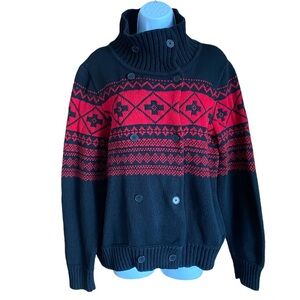 American Living Black and Red Double Breasted Long Sleeve Sweater Mens XL